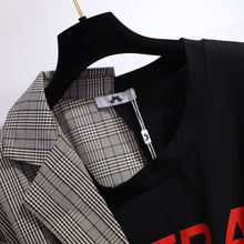 Plus Size Harajuku Korean Style Middle Split Dress with Belt (Black/White)