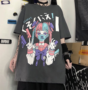 Plus Size Harajuku Menhera Yami Kawaii Fashion Pastel Girl T-shirt (3 Colors)