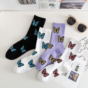 Harajuku High Quality Embroidered Butterfly Socks