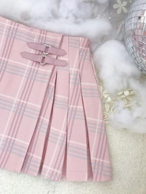 womens kawaii fashion hime gyaru pink plaid mini skirt