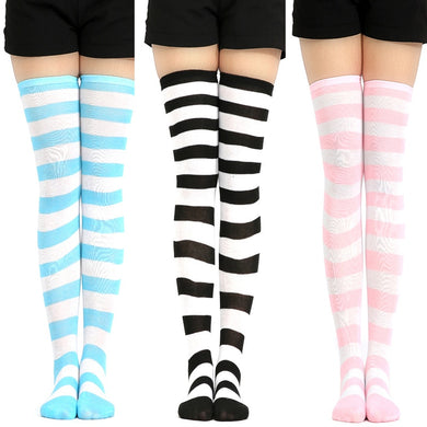 Harajuku Kawaii Fashion Striped Thigh High Socks