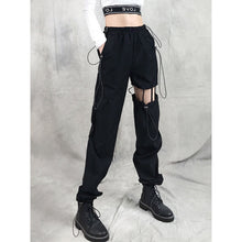 blackpink lisa womens black cargo pants with cutouts 