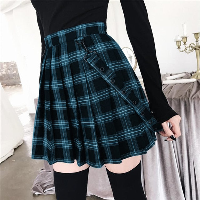 Plus Size Harajuku Gothic Yami Kawaii Fashion Plaid Pleated Mini Skirt ...