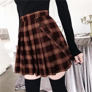 Plus Size Harajuku Gothic Yami Kawaii Fashion Plaid Pleated Mini Skirt (5 Colors)