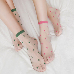 Harajuku Sheer Heart Pattern Socks (7 Colors)