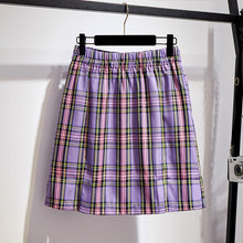 Plus Size Harajuku Plaid Tight Skirt With Front Slits (Purple/Green)