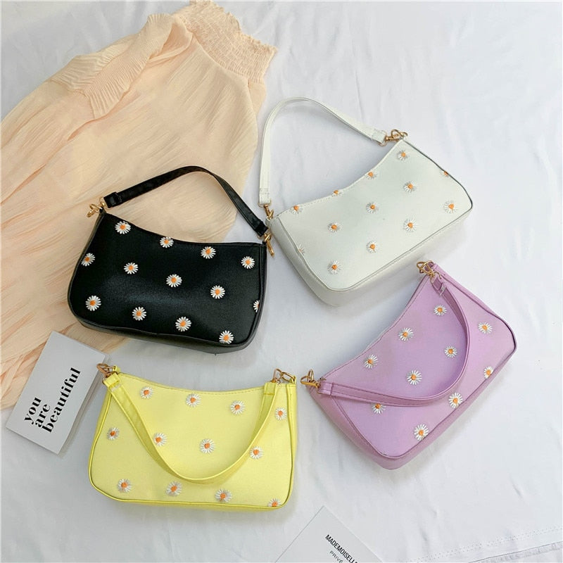 Korean Style Embroidered Daisy Shoulder Bag – The Kawaii Factory