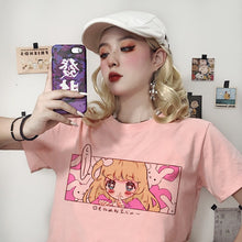 Harajuku Anime Girl Little Sister T-shirt (White/Pink)