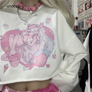 Harajuku Kawaii Fashion Anime Menhera Girl Cropped Sweatshirt