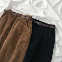 Harajuku Ulzzang High Quality Fall Corduroy Pants (Black/Brown)