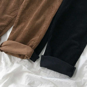Harajuku Ulzzang High Quality Fall Corduroy Pants (Black/Brown)