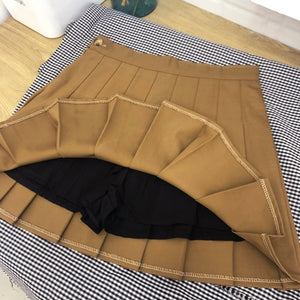 Plus Size Harajuku Kawaii Fashion Style Caramel Pleated Mini Skirt