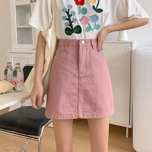 Plus Size Harajuku Kawaii Fashion Pastel Denim Mini Skirt (4
