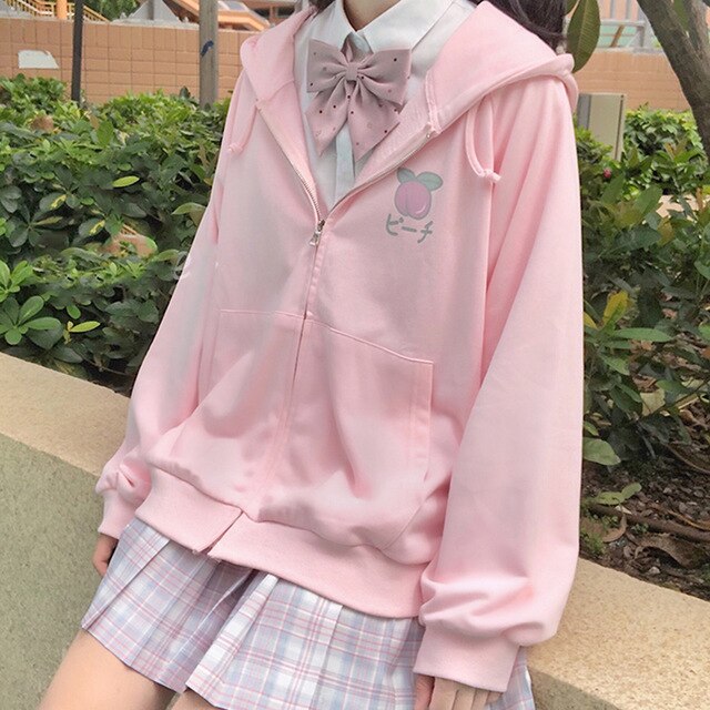 Harajuku Kawaii Fashion Aesthetic Zip Up Fruit Hoodie (5 Colors)