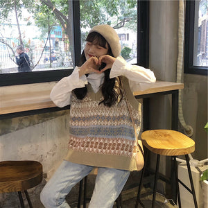 Harajuku Korean Style Mori Girl Oversized Kint Vest