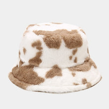 Harajuku Kawaii Fashion Cow Print Faux Fur Bucket Hat