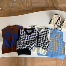 Korean Style Houndstooth Oversized Knit Vest (4 Colors)