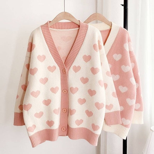 Cute Rosa Cardigan Harajuku Kawaii Fashion Cozy Heart Cardigan