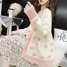 Harajuku Kawaii Fashion Cozy Heart Cardigan (Pink/White)