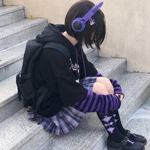 Harajuku Kawaii Fashion Purple Trick or Treat Oversized Sweatshirt