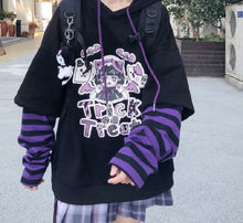 Harajuku Kawaii Fashion Purple Trick or Treat Oversized Sweatshirt