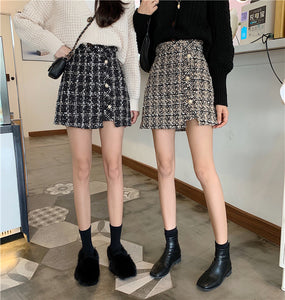 Harajuku Korean Style Classic Tweed A-line Skirt (2 Colors)