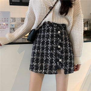 Harajuku Korean Style Classic Tweed A-line Skirt (2 Colors)