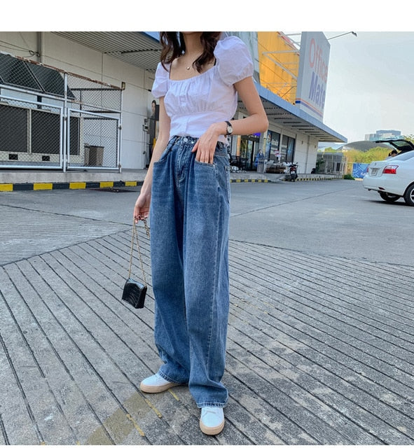 Korean Fashion Wide Leg Jeans For $27.99! - Kawaii Stop