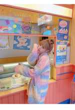 Harajuku Kawaii Fashion Pastel Rainbow Knit Long Cardigan