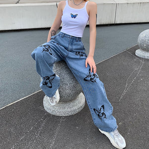 Harajuku Street Style Butterfly Loose Jeans