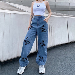 Harajuku Street Style Butterfly Loose Jeans
