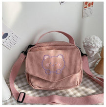 Harajuku Kawaii Fashion Bear Corduroy Shoulder Bag (4 Colors)