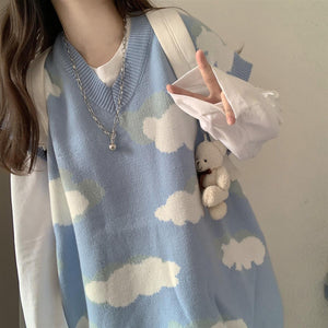 Harajuku Kawaii Fashion Oversized Cloud Vest