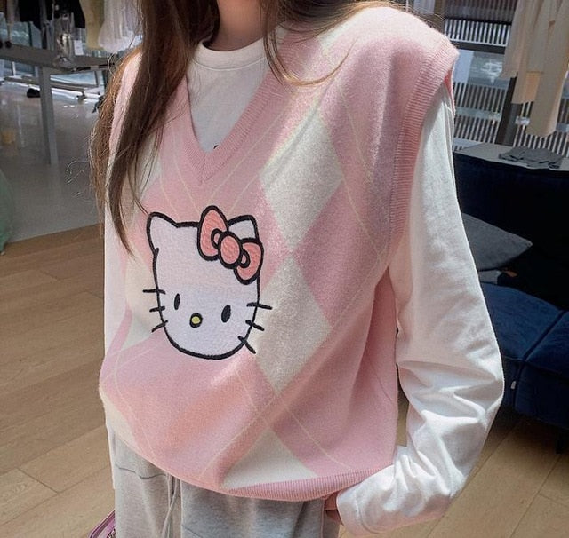womens pink hello kitty sweater vest