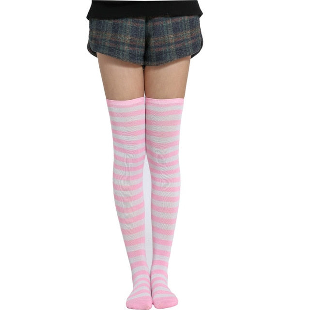 RUITASA Striped Thigh High Socks, Womens Striped Thigh High Socks