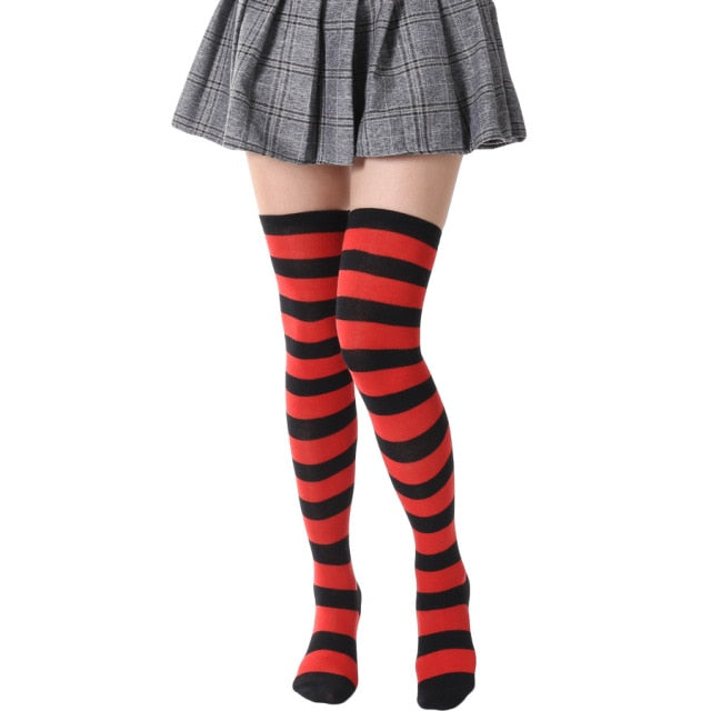 Harajuku Kawaii Cosplay Striped Thigh High Socks – The Kawaii Factory