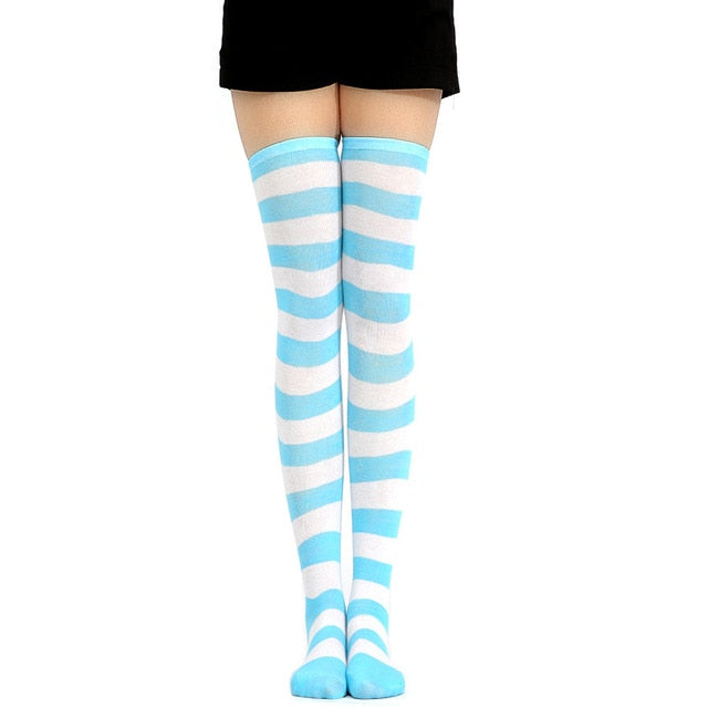 Harajuku Kawaii Cosplay Striped Thigh High Socks – The Kawaii Factory