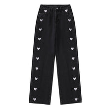 Harajuku Kawaii Fashion Heart Print Wide Leg Jeans
