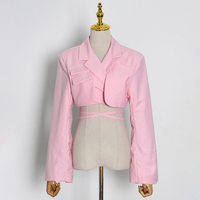 【ZEEZEEZEE】Slim Fit Cropped blazer ★韓国人気★ 追跡付 Short Sleeve Cropped Blazer – JAMA BASICS