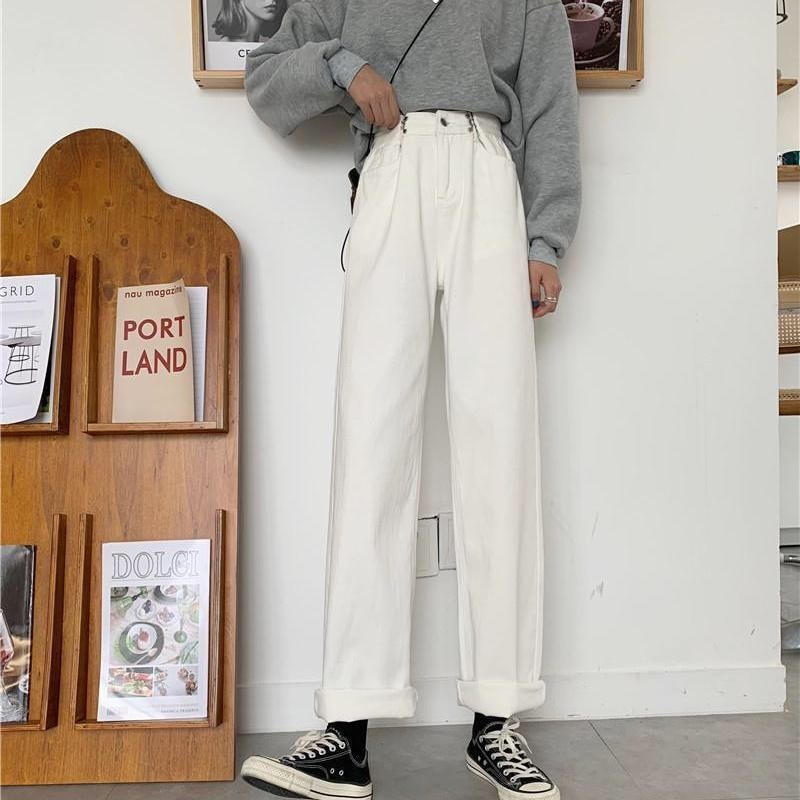 Harajuku Korean Style Adjustable Waist Wide Leg Jeans – The Kawaii Factory