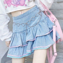 Harajuku Kawaii Fashion Y2K Tiered Ruffle Denim Mini Skirt