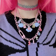 Harajuku Kawaii Fashion Cutie Plastic Layered Chain Necklace