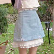 Harajuku Kawaii Fashion Fairycore Double Layer Blue A line Skirt