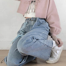 Harajuku Kawaii Fashion Corset Lacing Jeans with Heart Belt