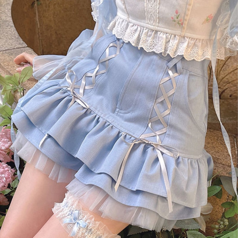Princesscore Lace Ruffle Bloomer Shorts Girly Kawaii Fashion