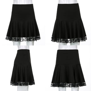Harajuku Kawaii Fashion Y2K Gothic Summer Lace Slit Skirt