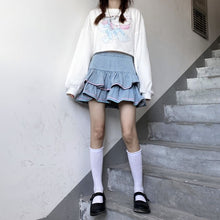 Harajuku Kawaii Fashion Y2K Tiered Ruffle Denim Mini Skirt