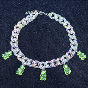 Harajuku Kawaii Fashion Clear Chain Gummy Bear Necklace