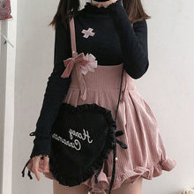 Harajuku Kawaii Fashion Ruffle Suspender Rib Knit Romper Skirt