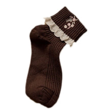 Harajuku Kawaii Fashion Brown Beige Lace Ankle Socks